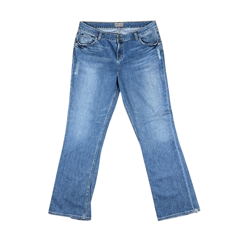 BKE Easy Street Bootcut Jeans Mens 34x33.5 Blue Faded Distressed‎ Denim Buckle